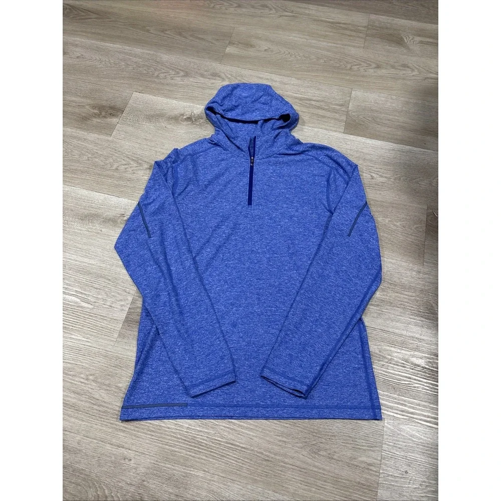 Lululemon Metal Vent Tech Hoodie Men Medium Blue 1/4 Zip Pullover Lightweight